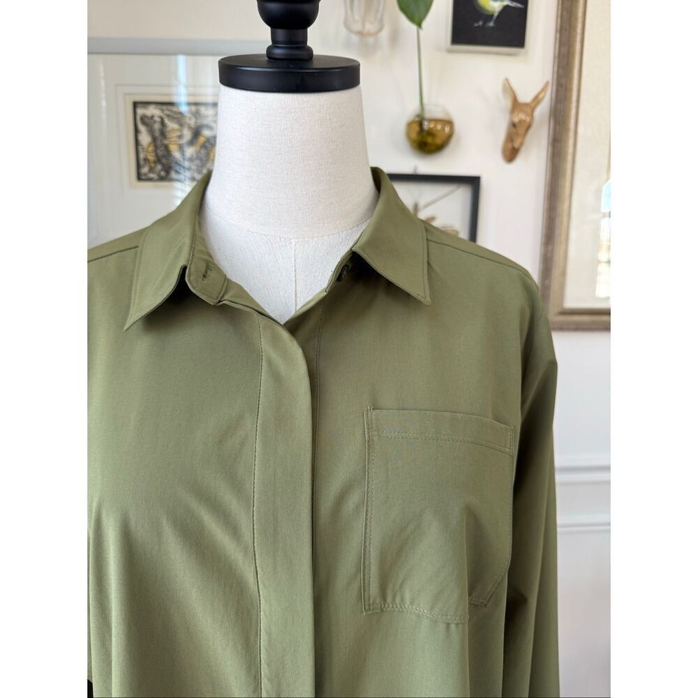 Zuda Ivy Moss Green Covered Button Shirt M